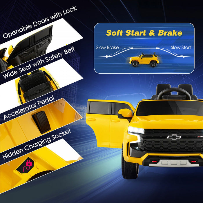 12v Kids Ride On Car Chevrolet Tahoe Electric Truck Suv Remote W/ Light & Music Yellow