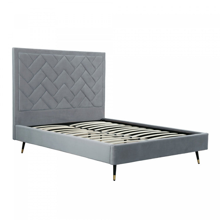 Crosby Modern Upholstered Velvet Queen Bed in Gray 