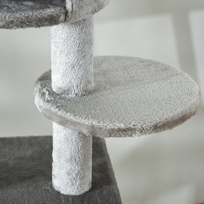Pawhut 89\"-100\" Floor To Ceiling Cat Tree 6-tier Cat Climbing Tower Adjustable High With Scratching 