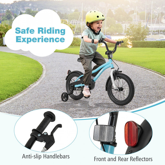 Costway 14" Kids Bike For 3-5 Years Old Boys & Girls With Adjustable Seat Handbrake Reflectors Blue