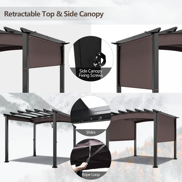 Costway 10 X 10ft Patio Pergola Gazebo Sun Shade Shelter W/retractable Canopy