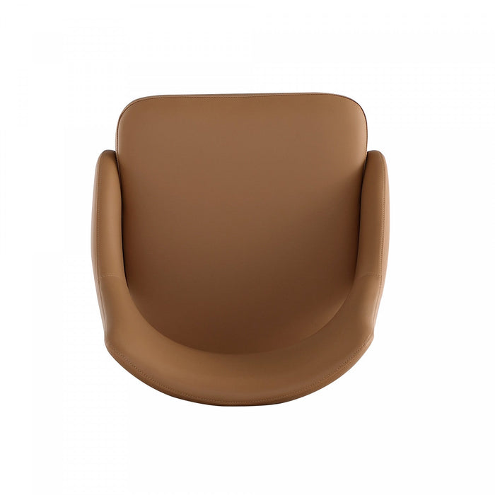 Tremont Modern Metal Vegan Leather Dining Chair in Saddle 