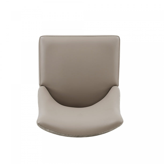 Connie Modern Vegan Leather and Velvet Wood Dining Chair in Taupe - Set of 4 
