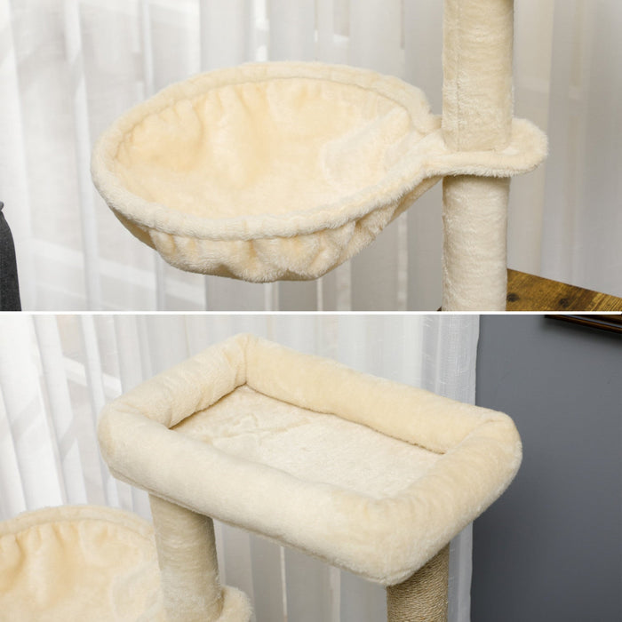 Pawhut Litter Box Enclosure With Cat Tree Tower, Hidden Cat Washroom Furniture With Condo, Scratchin