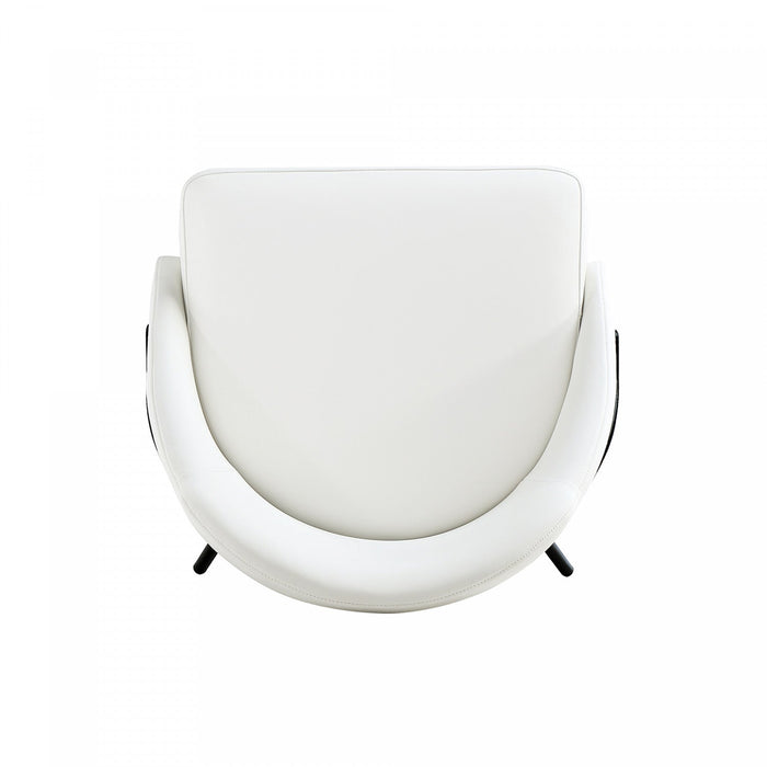 Gracie Modern Metal Vegan Leather Dining Chair in White and Black 