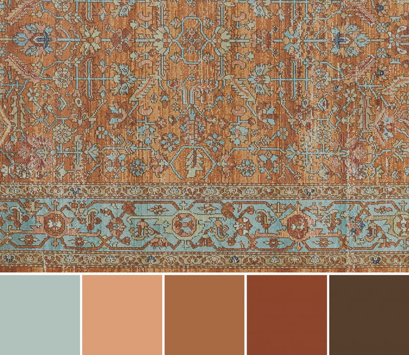 Hailey Traditional 4'0\" x 6'0\" Area Rug in Orange Indoor Area Rug 