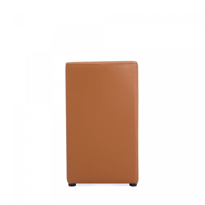 Anna Square Modern Vegan Leather Dining Chair in Saddle Brown - Set of 2 