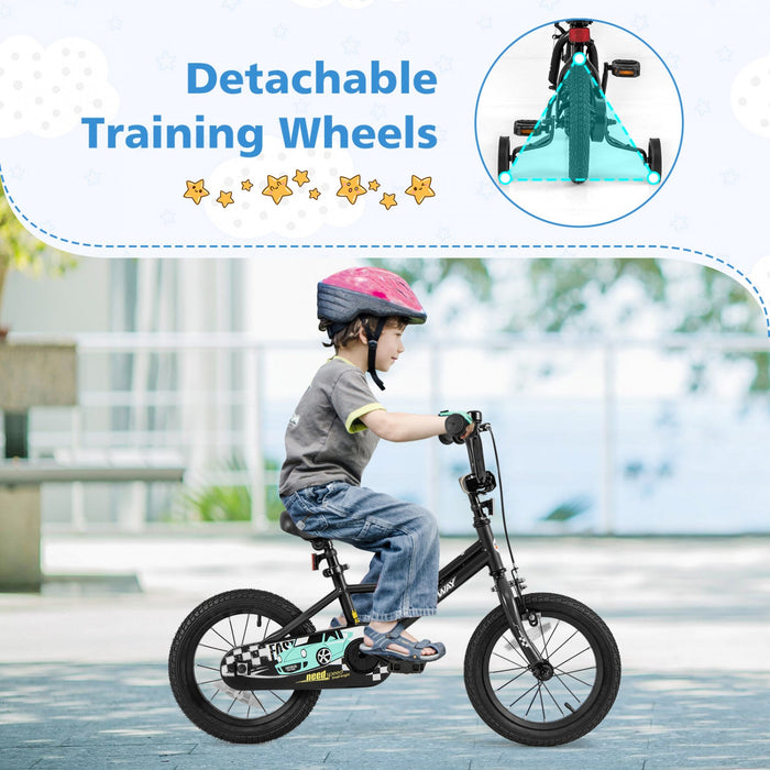 Costway 14" Kids Training Bike With Removable Training Wheels Pneumatic Tires Black