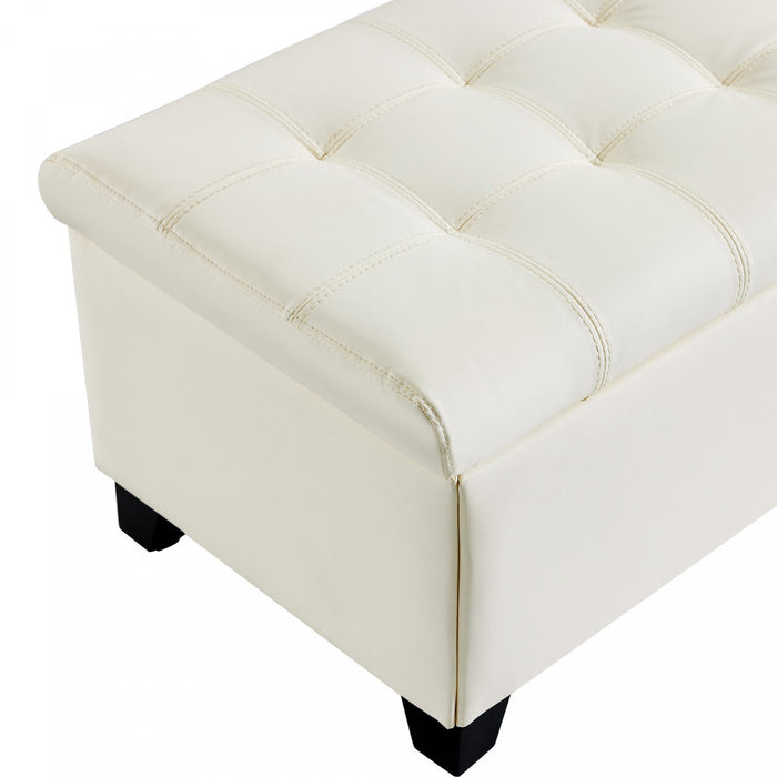 Sophia 48\" Storage Ottoman Bench with Legs End of Bed Bench,Beige  