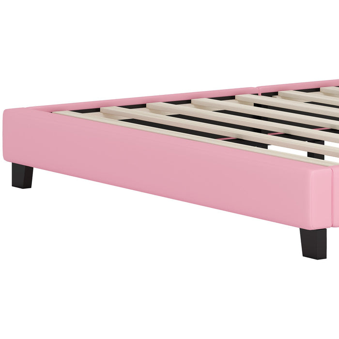 Judson Upholstered Princess Bed With Crown Headboard And Pu Platform Frame,full Size,pink Full Bed 