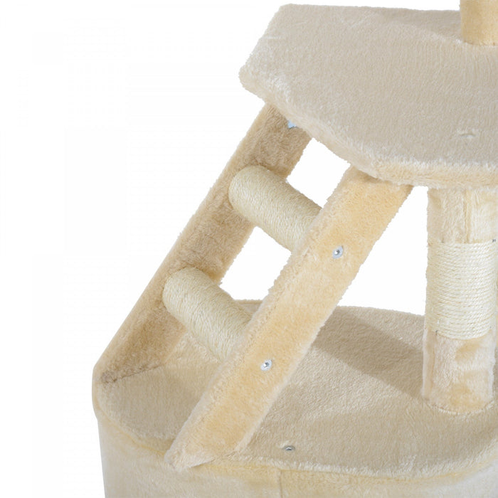 Pawhut 49\" Cat Tree With Hammock, Cat Condo Tower With Scratching Post For Indoor Cats, Beige