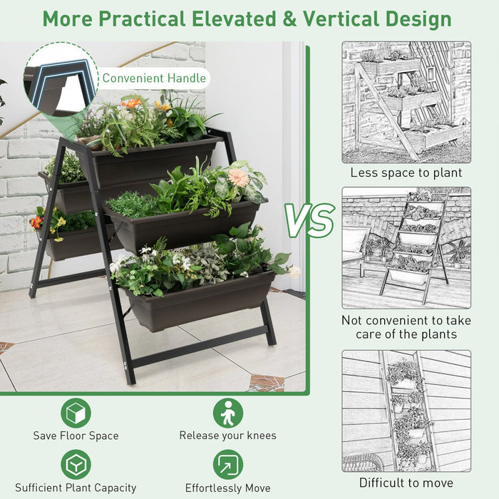 Costway 31"h Raised Garden Bed 3-tier Vertical Planter W/5 Plant Boxes Indoor Outdoor