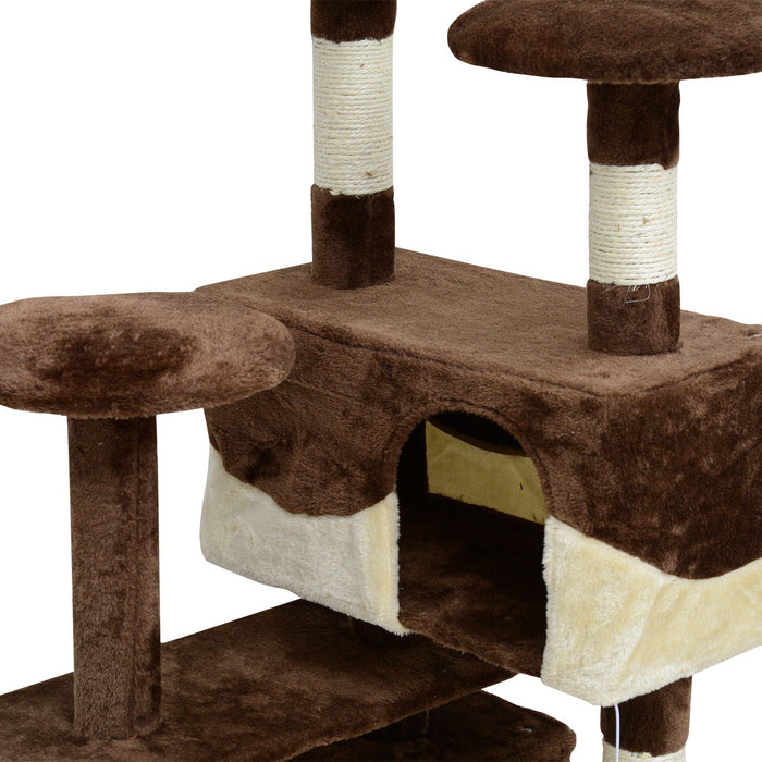 Pawhut 52\" Cat Tree Tower, Large Cat Condo Furniture Multi-level Activity Center With Scratching Pos