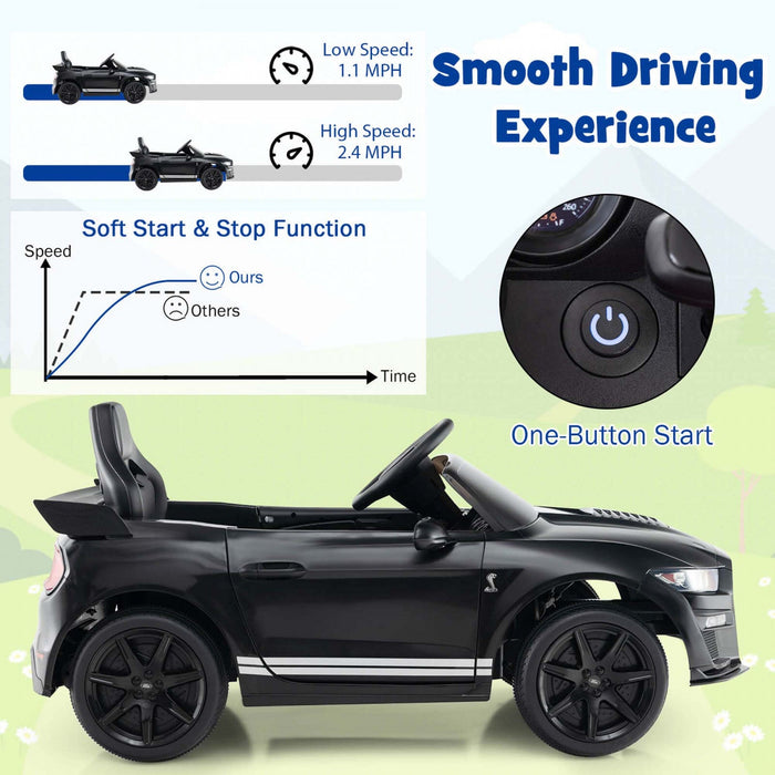 Costway 12v Licensed Ford Mustang Shelby Gt500 Kids Ride On Car With Remote Control Black