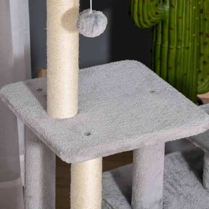 Pawhut Cat Tree For Indoor Cats, Multi-level Cat Condo With Sisal Scratching Post, Perch, Hanging Ba
