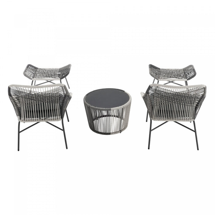 Ashland Modern 5-Piece Conversation Set in Gray 