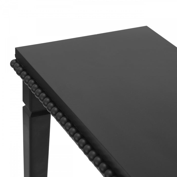 Martha 47.25\" Rustic Wood Sofa Table with Decorative Beaded Trim - Black 