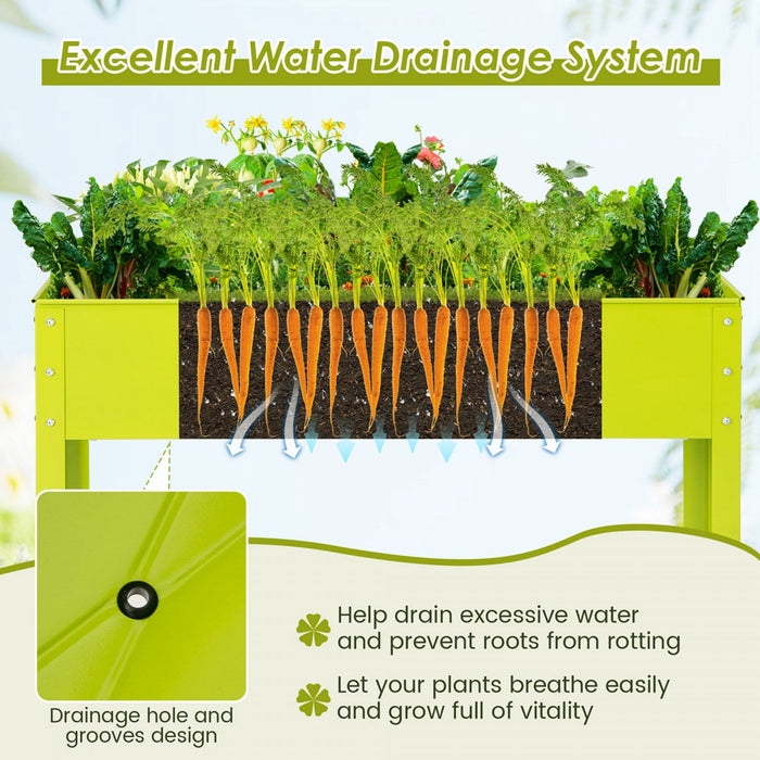 Costway 40" Raised Garden Bed With Legs Metal Elevated Planter Box Drainage Hole Backyard Green