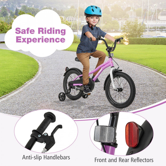 Costway 16" Kids Bike For 4-7 Years Old Boys & Girls With Adjustable Seat Handbrake Reflectors Purple