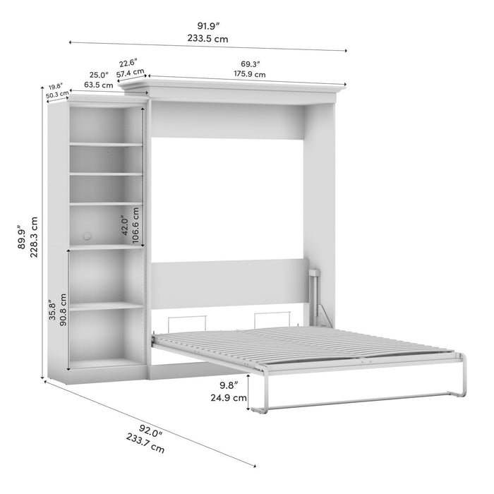 Bestar Versatile Queen Murphy Bed with Closet Organizer (92 W) - White