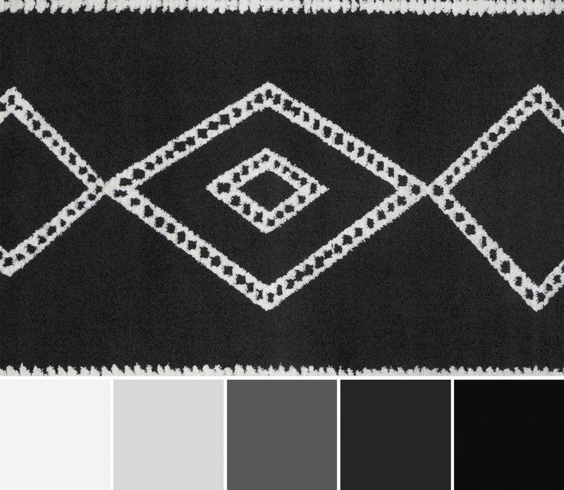 Zelda Contemporary 2'3\" x 7'6\" Runner Rug in Black Indoor Area Rug 