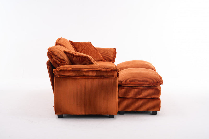 Liam 84.6\" Comfortable Cloud Modular Sofa with Corduroy Upholstered,Orange  