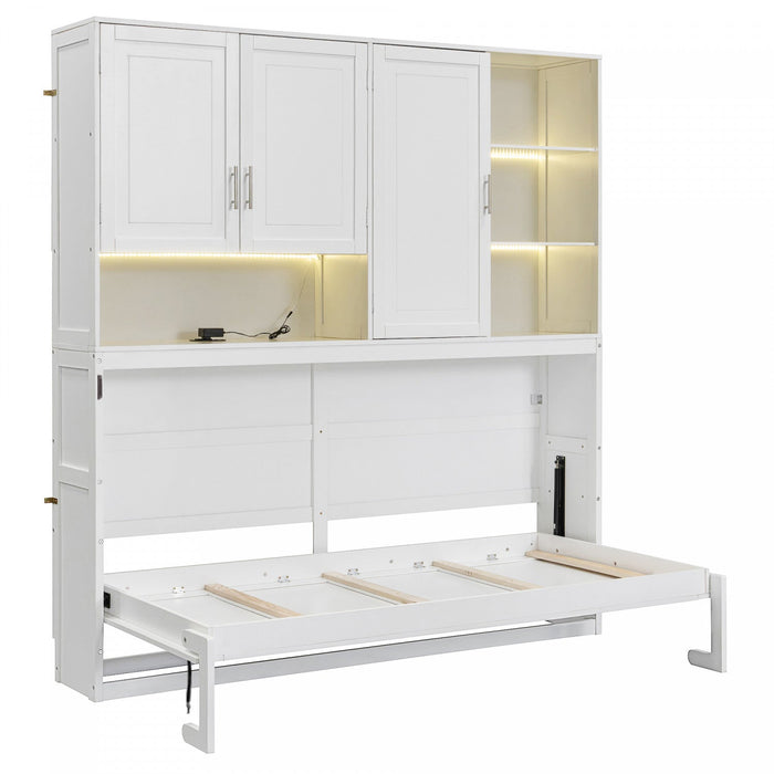 Ethan Space-Saving Murphy Bed with Storage and Foldable Design,Twin Size,White Twin Bed  