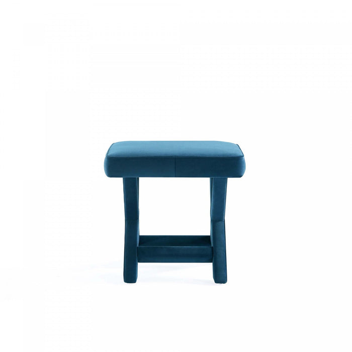 Abigail Mid-Century Modern Upholstered Velvet Accent Bench in Blue 