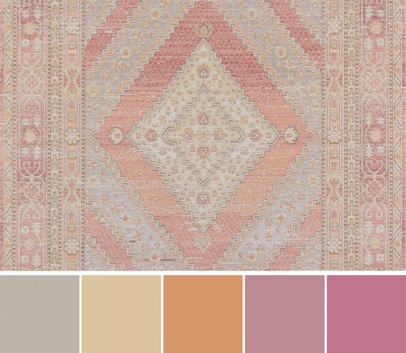Poppy Traditional 7'10\" x 10'6\" Area Rug in Pink Indoor Area Rug 