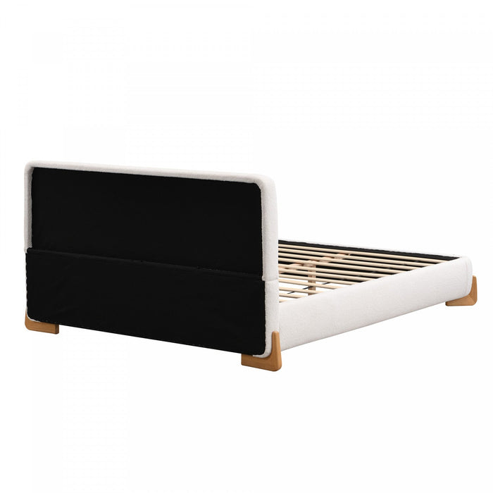 Olivia Elegant Comfortable Upholstered Bed,Queen Size,White Queen Bed  