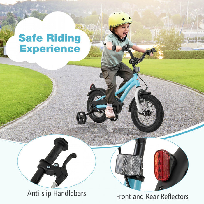 Costway 12" Kids Bike For 3-4 Years Old Boys & Girls With Adjustable Seat Handbrake Reflectors Blue