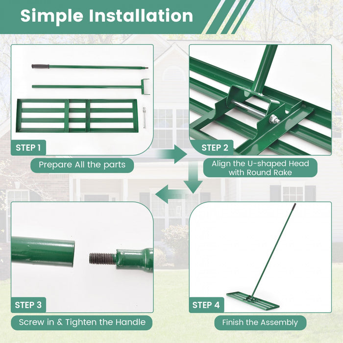 Costway Lawn Leveling Rake 36" X 10" Heavy Duty Level Lawn Tool For Garden Backyard/lawn