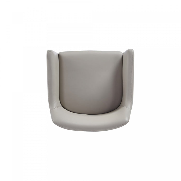 Serena Modern Metal Vegan Leather Armchair in Light Gray - Set of 2 Dining Chair 