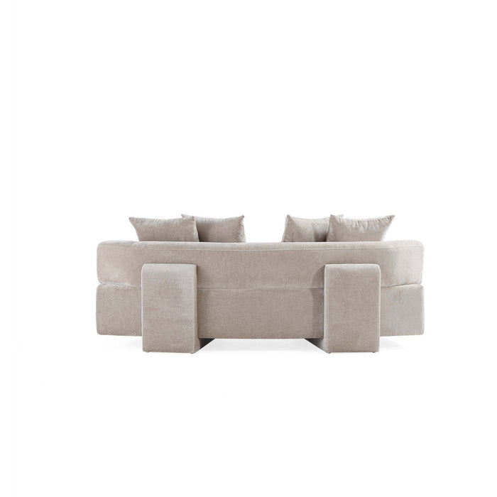 Verandah Mid-Century Modern 91\" Chenille Sofa in Beige 