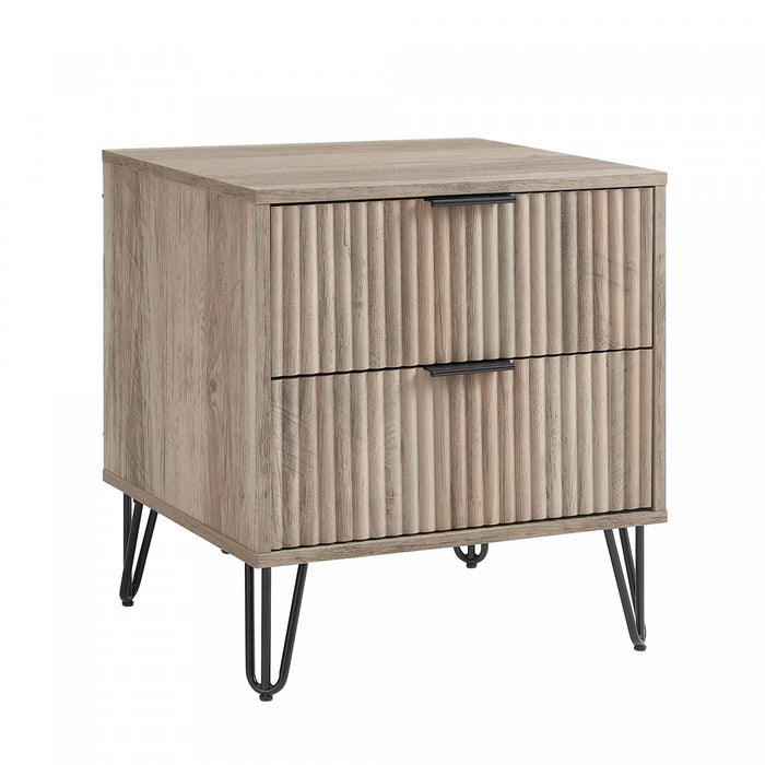 Dumbo Modern 20\" Fluted Nightstand in Rustic Gray (2-Drawer) 