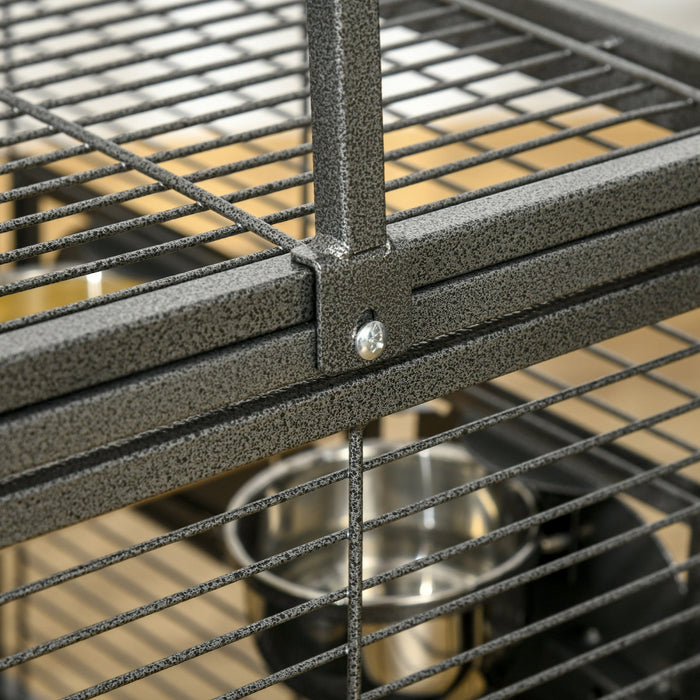 Pawhut Bird Travel Carrier Cage For Parrots Conures African Grey Cockatiel Parakeets With Stand Perc