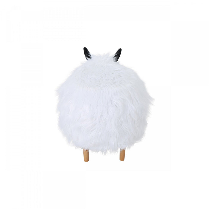 Julius Upholstered Wood Yak Footstool Ottoman - White 
