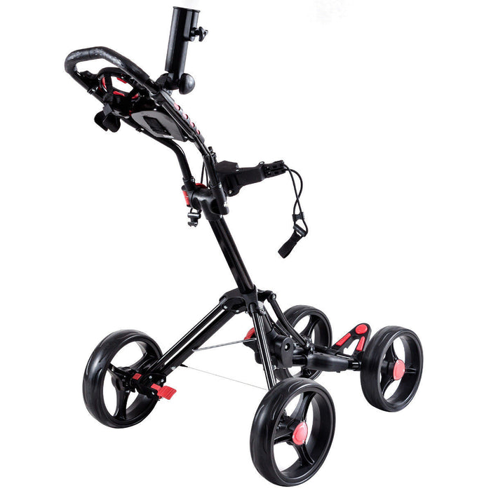 Costway 4 Wheel Golf Pull Push Cart Trolley Club Umbrella Scorecard Drink Holder
