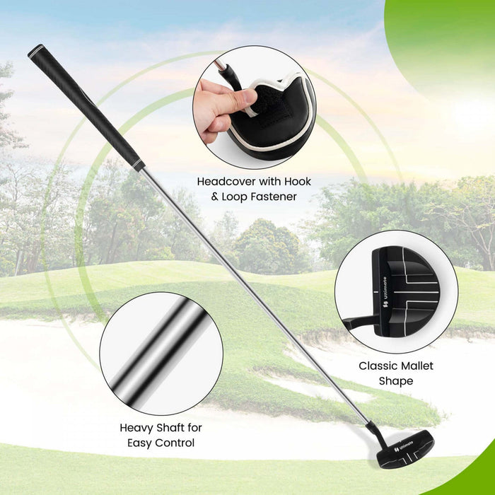 Ultimate 35" Golf Putter Mallet Style Putter With Alignment Aid Rubber Grip & Head Cover