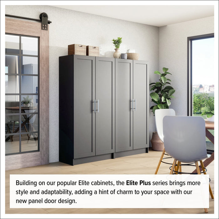 Elite Accent Storage Cabinet with Panel Doors & 3 Shelves - Black