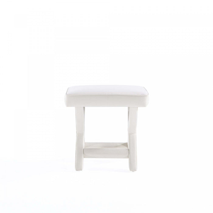 Abigail Mid-Century Modern Upholstered Velvet Accent Bench in Cream 