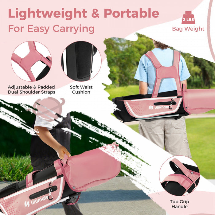 Ultimate Kids Golf Practice Set Junior Complete Golf Club Set For Kids Age 8-10 Years Old Pink
