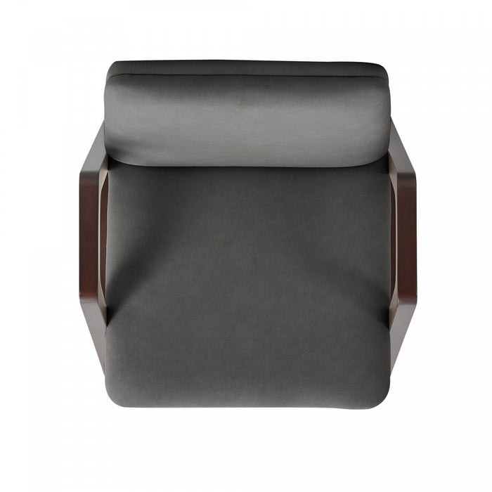 Stella Modern Wood Velvet Armchair in Graphite 
