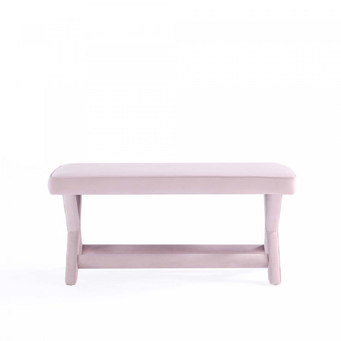 Abigail Mid-Century Modern Upholstered Velvet Accent Bench in Pink 