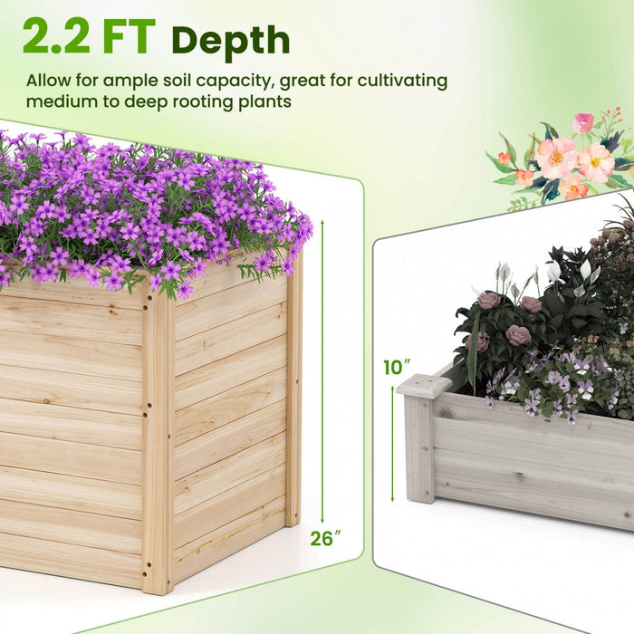 Costway 1 Pcs Elevated Planter Box With Open-ended Base For Deep-rooted Vegetable