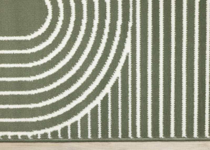 Forte Green White Modern Geometric Arches Area Rug - 5'3\" x 7'5\"
