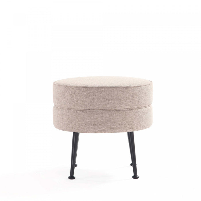 Bailey Mid-Century Modern Upholstered Accent Ottoman in Wheat - Set of 2 
