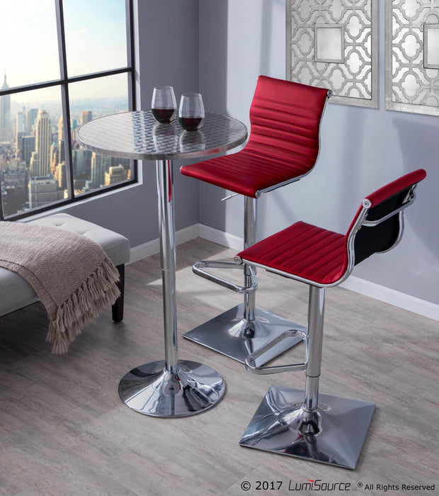 LumiSource Bistro Contemporary Adjustable Round Bar Dining Table - Silver