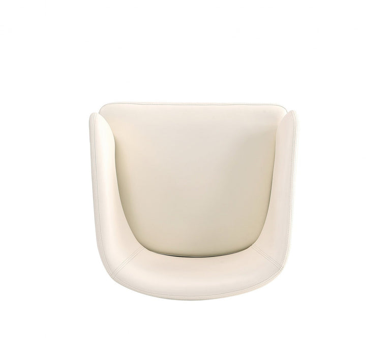 Reeva Modern Wood Vegan Leather Dining Chair in Cream - Set of 2 
