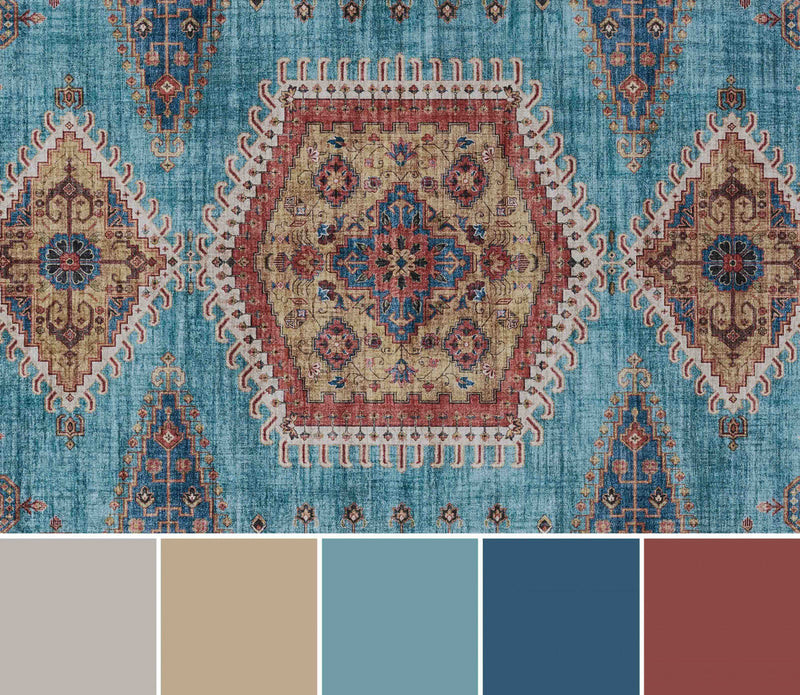 Tracy Traditional 8'0\" x 10'0\" Area Rug in Blue Indoor Area Rug 